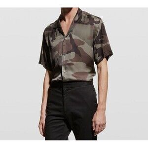 $221 Stampd Men's Green Camo Short Sleeve Button Down Casual Camp Shirt Large